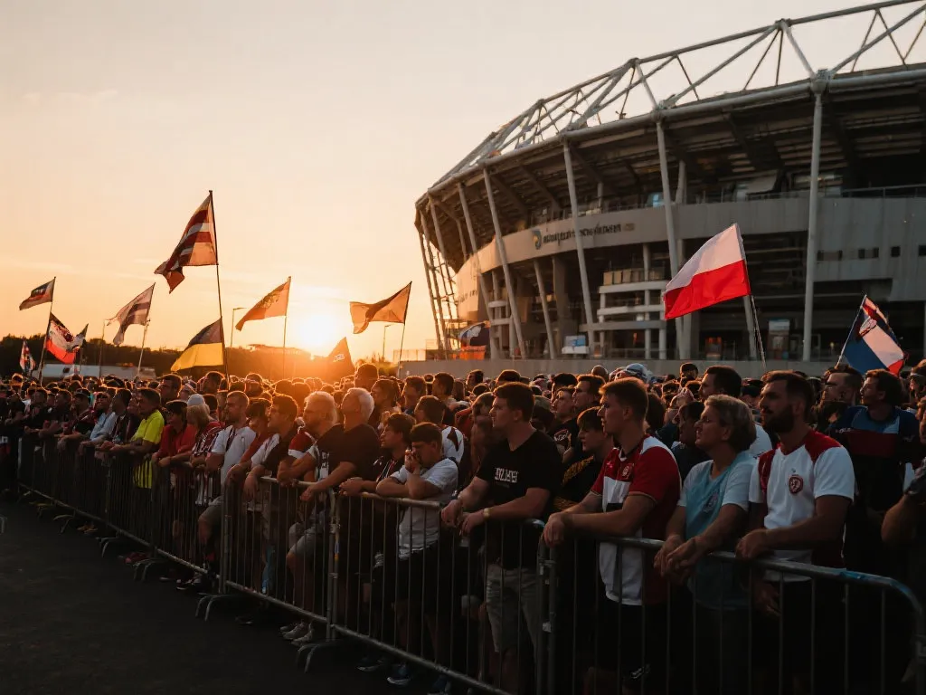 焦急等待门票的球迷群像